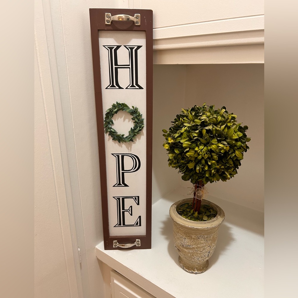 Decorative HOPE Sign with Greenery